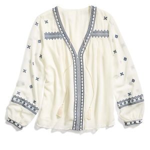 Stella & Dot Maette Lela Embroidered Boho Blouse S